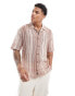 Threadbare revere collar textured shirt with rust woven stripe