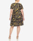 ფოტო #2 პროდუქტის Plus Size Floral Short Sleeve Knee Length Dress