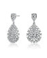 Фото #1 товара Sterling Silver with White Gold Plated Clear Pear with Round Cubic Zirconia Lace Cluster Drop Earrings