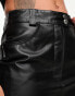 ASOS DESIGN leather maxi skirt with front split in black