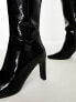 Фото #3 товара Public Desire Wide Fit Pose heeled knee boots in black textured
