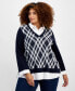 Фото #1 товара Plus Size Diamond Argyle 2fer Sweater