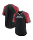 Men's Black, Cardinal Arizona Cardinals Second Wind Raglan V-Neck T-shirt