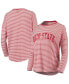 Women's Scarlet and White Ohio State Buckeyes Melange Striped Boxy Long Sleeve T-shirt Scarlet, White, Small - фото #1