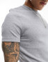 Фото #3 товара ASOS DESIGN essential muscle fit rib t-shirt in grey marl