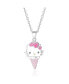 Фото #1 товара Hello Kitty sanrio Enamel and Pink Cyrstal Cafe 3D Ice Cream Cone Pendant, 16+ 2'' Chain