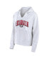 ფოტო #3 პროდუქტის Women's White/Gray Georgia Bulldogs Arch Logo Striped Notch Neck Pullover Hoodie