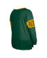 Фото #2 товара Women's Green Green Bay Packers Plus Size Lace-Up Notch Neck Long Sleeve T-shirt