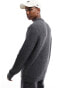 Фото #6 товара ASOS DESIGN heavyweight 1/4 zip rib jumper with collar in charcoal