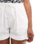 Фото #5 товара Pull&Bear paperbag waist cotton short in ecru