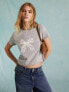 Фото #1 товара Miss Selfridge short sleeve baby tee with lace bow graphic in grey