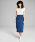 ფოტო #1 პროდუქტის Women's High-Waist Denim Midi Skirt, Created for Macy's
