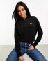 Tommy Jeans half zip badge rib sweater in black