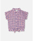 ფოტო #1 პროდუქტის Girl Blouse With Knot Plaid Pink And Blue - Toddler Child