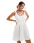 Фото #1 товара Mango milkmaid textured button up dress in white