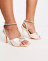 Public Desire Wide Fit Exclusive Front Row bow sandals in pearlescent pink