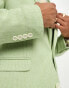 Фото #8 товара ASOS DESIGN wedding super skinny wool mix puppytooth suit jacket in sage green