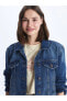Фото #4 товара Düz Uzun Kollu Kadın Jean Gömlek Ceket