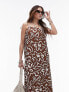 Topshop abstract floral print midi beach dress in chocolate