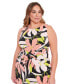 Фото #3 товара Plus Size Floral-Print Twisted-Waist Maxi Dress