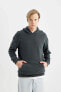 Фото #1 товара Comfort Fit Kapüşonlu Basic Sweatshirt B4446ax24sp