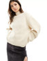 Фото #3 товара & Other Stories merino wool and cotton blend jumper with sculptural sleeves in off-white