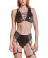 ფოტო #1 პროდუქტის Women's Lace Up Bralette and Panty 2 Pc Lingerie Set