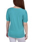 ფოტო #2 პროდუქტის Petite Short Puff Sleeve Mesh Inset Top