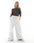 Фото #3 товара ASOS DESIGN knitted boat neck long sleeve top in mono stripe