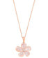 ფოტო #1 პროდუქტის EFFY® Rose Quartz (5-3/8 ct. t.w.) & Diamond (1/20 ct. t.w.) 18" Flower Pendant Necklace in 14k Rose Gold