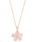 EFFY® Rose Quartz (5-3/8 ct. t.w.) & Diamond (1/20 ct. t.w.) 18" Flower Pendant Necklace in 14k Rose Gold