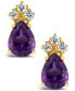 Фото #3 товара Amethyst (1-1/3 ct.t.w) and Diamond (1/8 ct.t.w) Stud Earrings 14K Yellow Gold