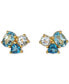 ფოტო #3 პროდუქტის Blue Topaz Cluster Stud Earrings (2-1/10 ct. t.w.) in 14k Gold-Plated Sterling Silver
