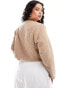 4th & Reckless Plus exclusive boucle gold button through cropped jacket in camel