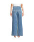 ფოტო #3 პროდუქტის Petite Denim High Rise Button Front Patch Pocket Wide Leg Jeans