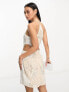 Фото #3 товара ASOS DESIGN embellished halter mini dress with pearl detail in white