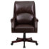 High Back Pillow Back Brown Leather Executive Swivel Chair With Arms