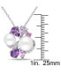 ფოტო #4 პროდუქტის Cultured Freshwater Pearl (6-1/2 & 7-1/2mm) & Multi-Gemstone (1-3/8 ct. t.w.) Cluster 18" Pendant Necklace in Sterling Silver