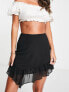 Фото #1 товара Topshop asymmetric ruffle mini skirt in black