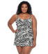 Фото #1 товара Ralph Lauren 299252 Women Plus Size Zebra Skirted One Piece Swimsuit Size 18W