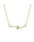 Sterling Silver 14k Gold Plated with 0.30ctw Lab Created Moissanite Solitaire Chevron Bar Pendant Necklace