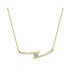 Фото #1 товара Sterling Silver 14k Gold Plated with 0.30ctw Lab Created Moissanite Solitaire Chevron Bar Pendant Necklace