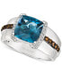 ფოტო #1 პროდუქტის Men's Deep Sea Blue Topaz (4-1/2 ct. t.w.) & Diamond (3/8 ct. t.w.) Ring in Sterling Silver