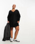 Фото #2 товара ASOS DESIGN Curve supersoft slouchy v neck jumper mini dress in black