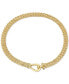 ფოტო #1 პროდუქტის Black Spinel Horseshoe Clasp Panther 17" Collar Necklace in 14k Gold-Plated Sterling Silver