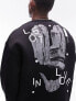 Topman oversized fit sweatshirt with front and back lost in love print in black