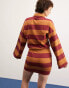 ASOS DESIGN stripe rugby shirt mini dress in mustard & burgundy