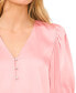Women's Satin Beaded Button Puff Sleeve Blouse