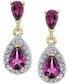 ფოტო #2 პროდუქტის Rhodolite Garnet (1-5/8 ct. t.w.) & Diamond (1/4 ct. t.w.) Drop Earrings in 14k Gold