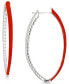 ფოტო #2 პროდუქტის Cubic Zirconia & Enamel In & Out Oval Hoop Earrings